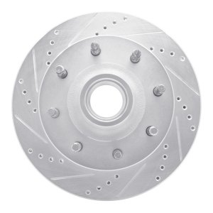 Ford F-350 Super Duty Brake Rotor (1) - Front Left - R1 Concepts - Drilled & Slotted - Silver - `99-`02